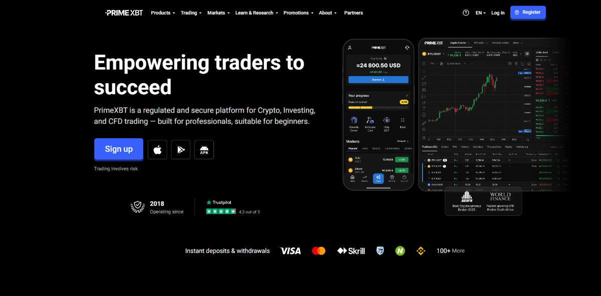 PrimeXBT – High-Leverage Crypto Futures and CFD Platform